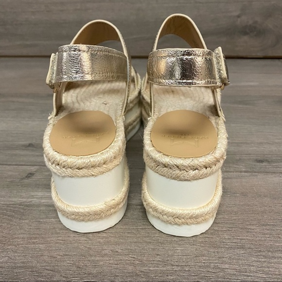 Marc Fisher | Gallia Platform Gold Leather Sandals - Picture 8 of 12